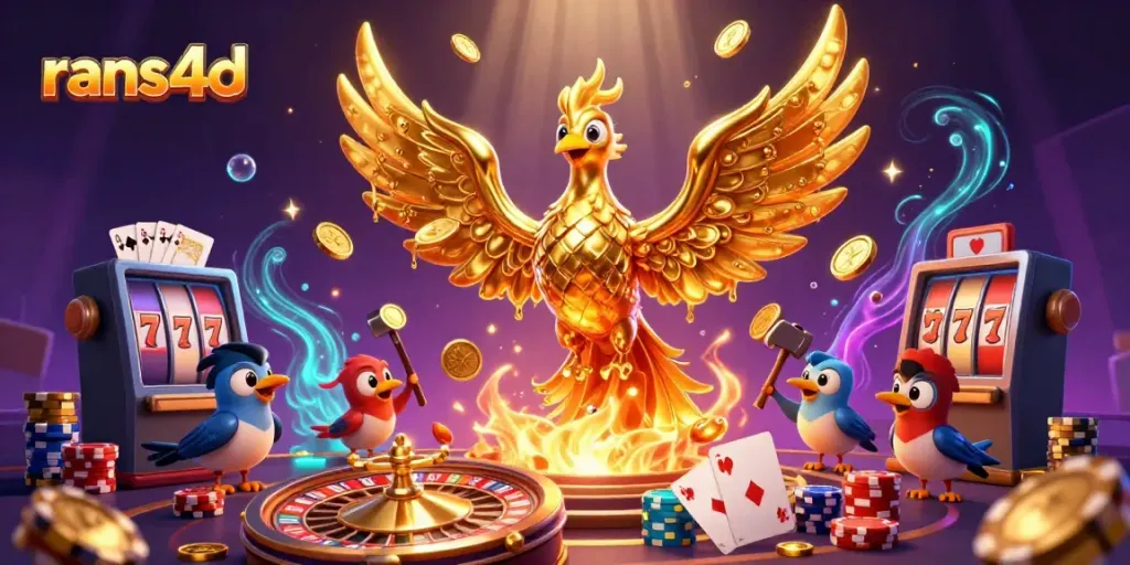 Rans4d menghadirkan ilustrasi 3D dengan phoenix emas menawan, simbol kemewahan dan keberuntungan di dunia perjudian.
