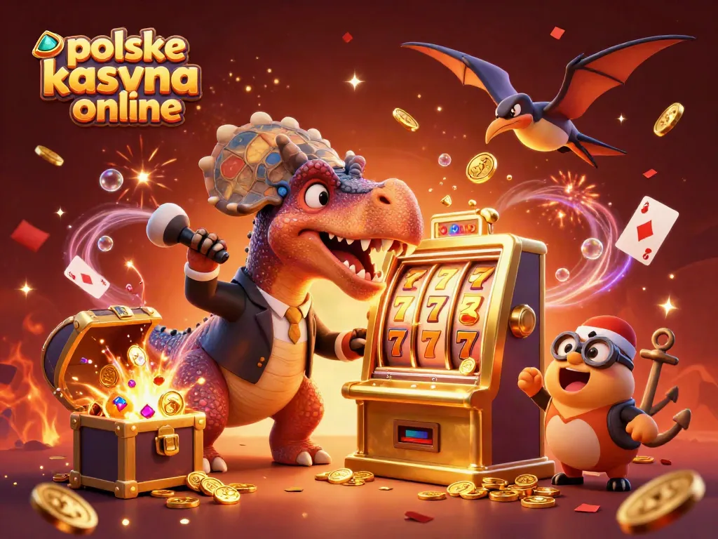 Experience the thrill of polskie kasyna online with a dinosaur jackpot scene, showcasing excitement and winning potential.