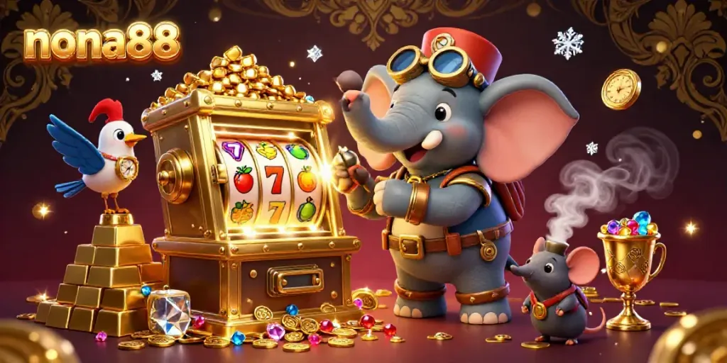 Nona88's exciting slot machine experience with vibrant character and dynamic elements.