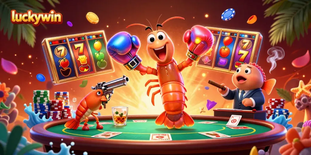 Experience luckywin as the mantis shrimp and friends take on a vibrant casino adventure.