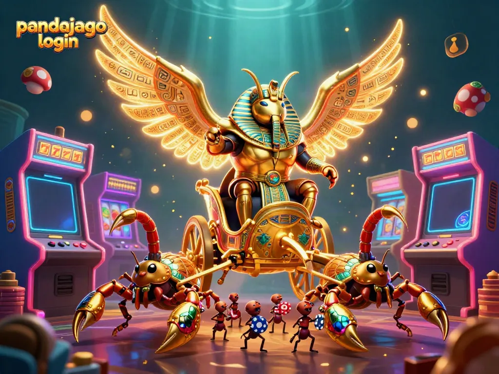 Masuki dunia seru pandajago login yang dikelilingi oleh slot dan simbol keberuntungan yang bersinar.