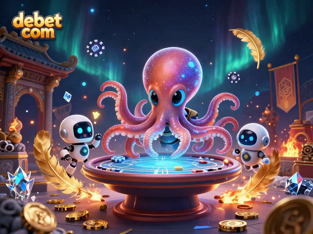 Experience the thrill of gaming with debet com's vibrant 3D casino scene featuring poker action.