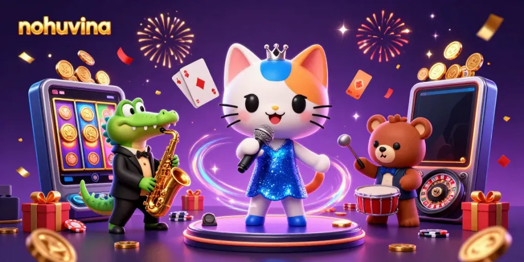 Experience nohuvina's vibrant casino scene with lively characters and dynamic game elements.