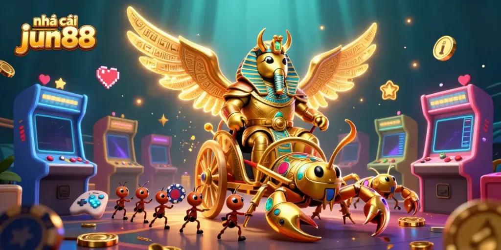 Join the excitement at nhà cái jun88 with dynamic casino-themed characters and gaming elements.