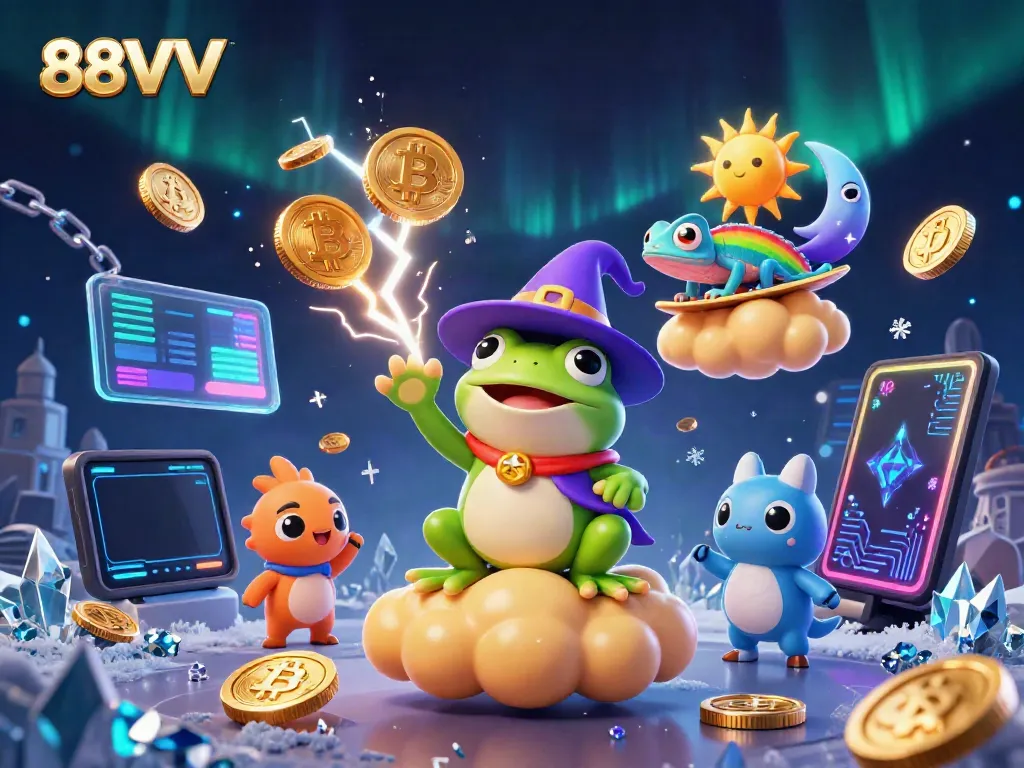 Experience thrilling gameplay at 88VV with a vibrant casino scene filled with fantasy elements and digital currency.