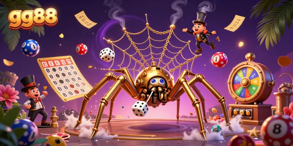 Experience the thrill of gambling with gg88, featuring vibrant lottery elements and a whimsical steampunk scene.