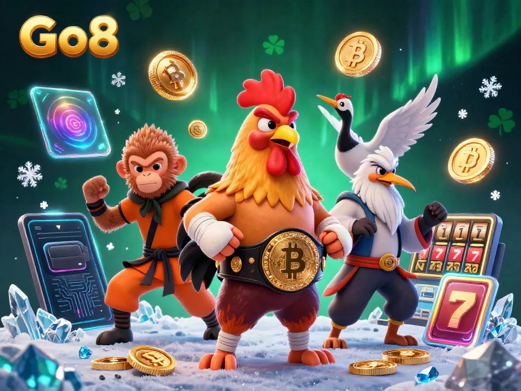 Experience exhilarating gameplay with Go8 in this vibrant 3D casino scene featuring action-packed characters and casino elements.