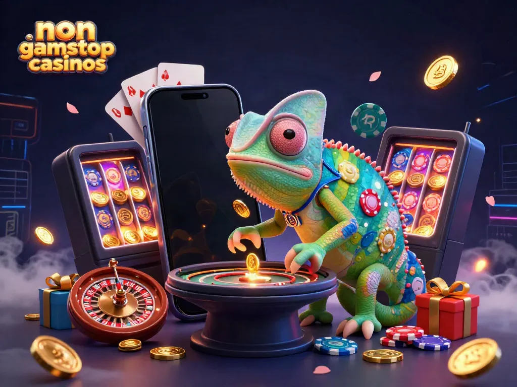 Engage with top non gamstop casinos featuring a vibrant chameleon casino owner in action.
