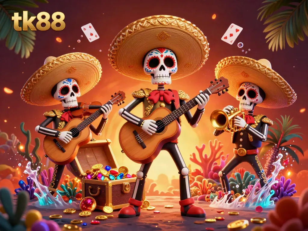 Celebrate winning moments at tk88 with a vibrant mariachi scene filled with treasures and casino flair.