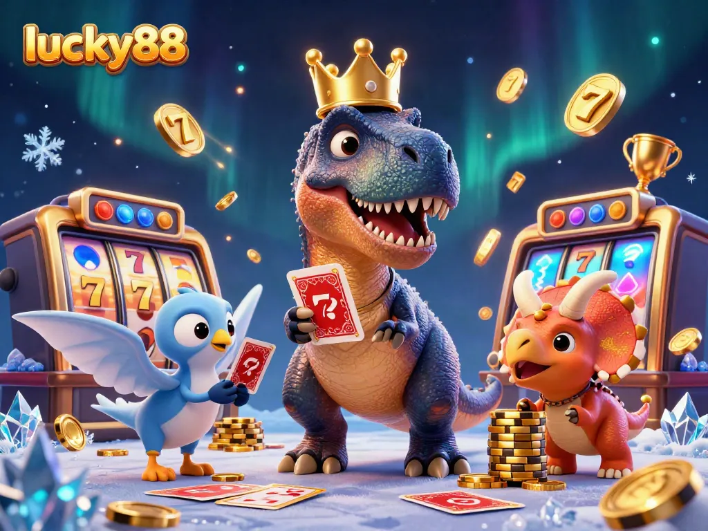 Experience exciting gameplay with lucky88 in this vibrant casino-themed 3D illustration.