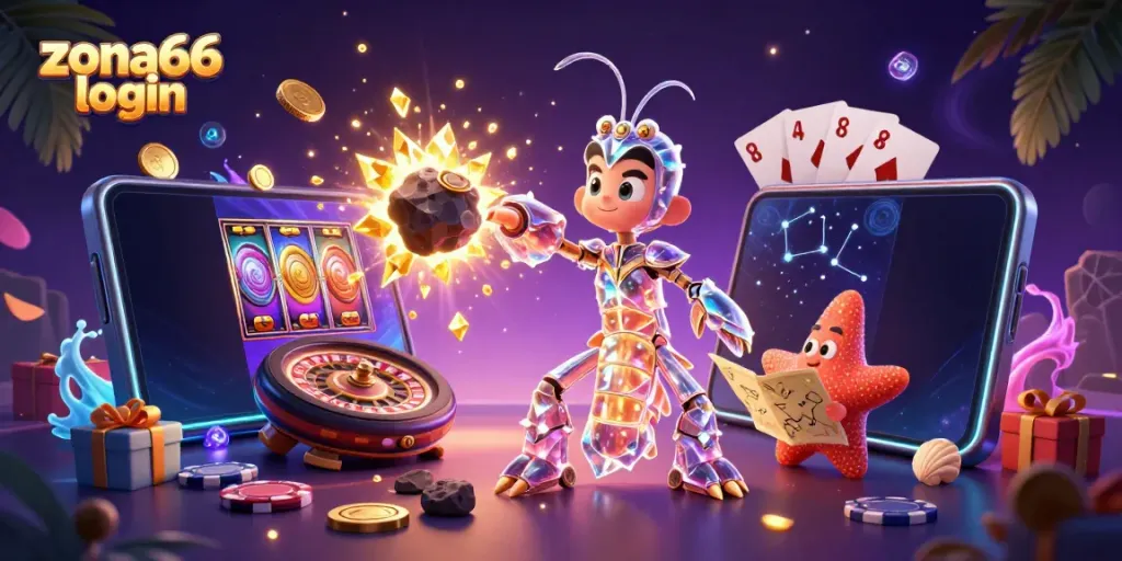 Experience excitement with zona66 login as a galactic samurai punches through an asteroid, gems flying!