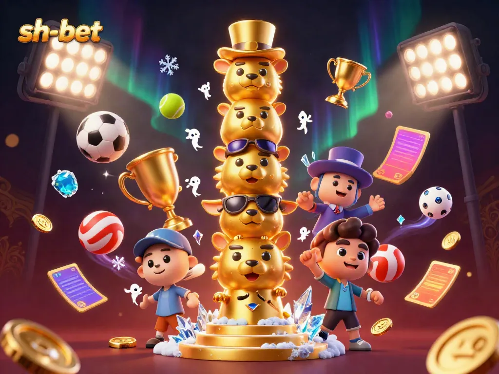 Experience thrilling gameplay with sh-bet's vibrant casino illustration showcasing dynamic sports elements.