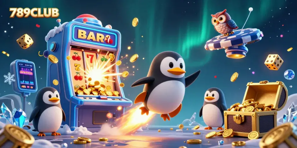 Engage in thrilling gaming at 789CLUB with a colorful 3D illustration of exciting casino elements.