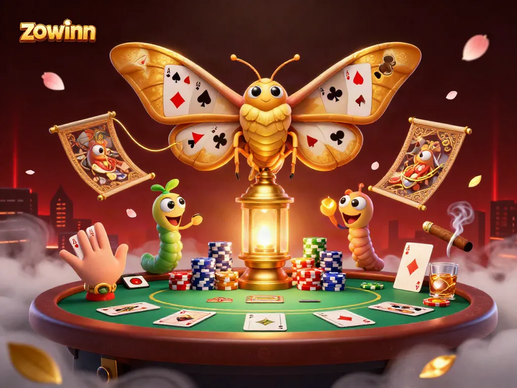 Zowinn players strategizing at a luxurious casino table, surrounded by vibrant gaming elements.