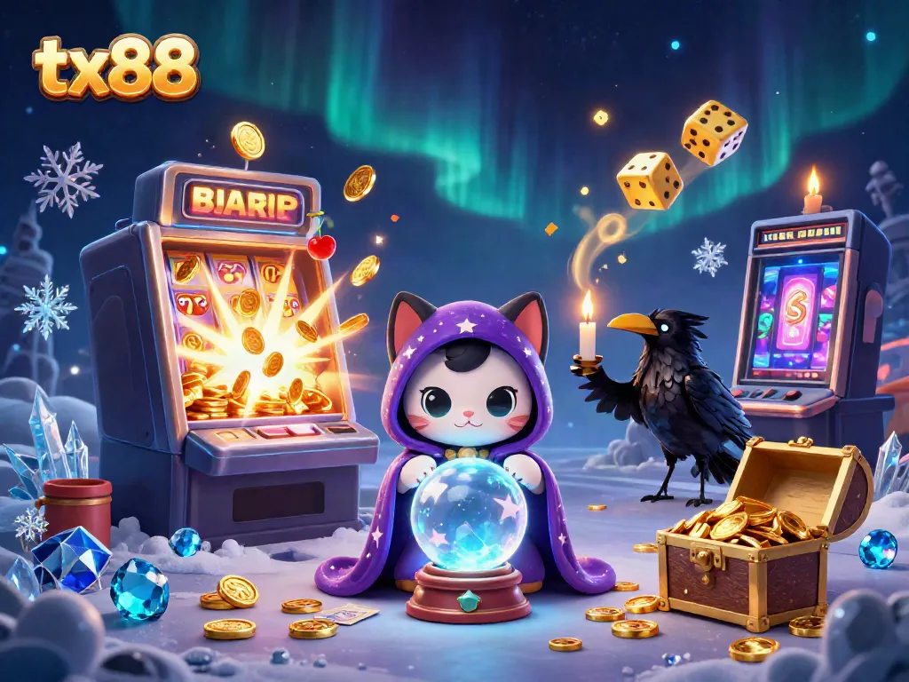 Experience the thrill of tx88 online betting with an energetic casino scene bursting with game elements.