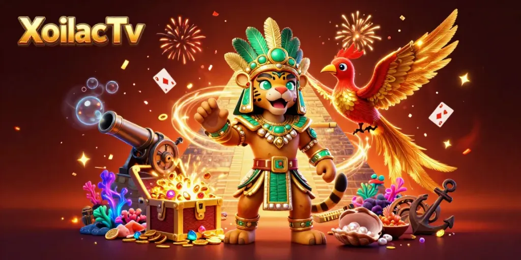 Experience XoilacTv with vibrant 3D fantasy elements celebrating online casino gaming.
