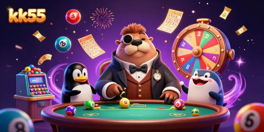 Experience thrilling gameplay at kk55 with cartoon characters in an underwater casino scene.