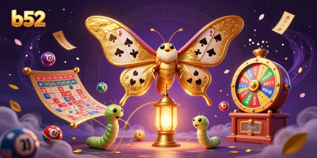 Engage with b52-themed gaming as a golden atlas moth lights up vibrant lottery scenes.