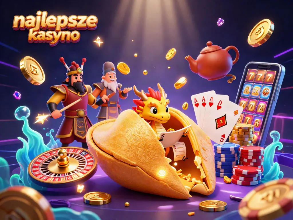 Engage with the najlepsze kasyno online scene featuring a golden cookies dragon and gaming elements.