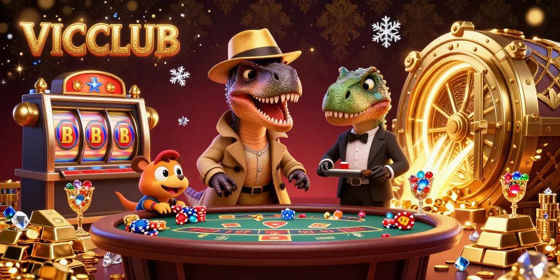 Experience thrilling action at VICCLUB with a card-counting velociraptor and casino chaos.