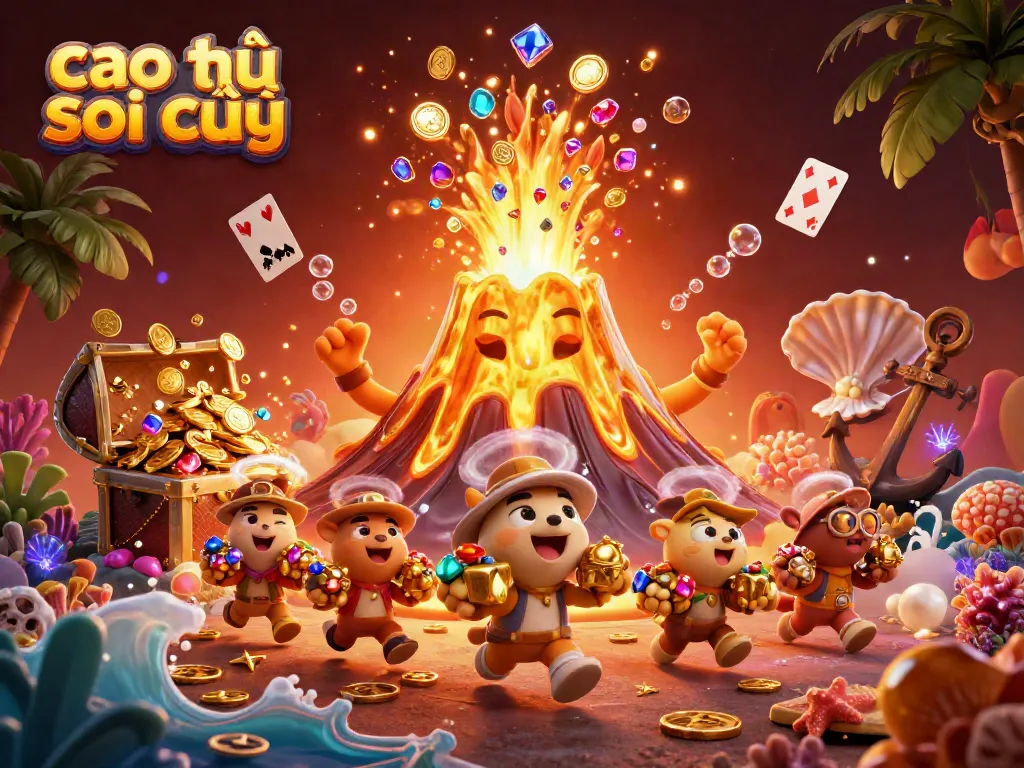 Catch the excitement of cao thủ soi cầu with this vibrant treasure eruption scene depicting fortune and luck.