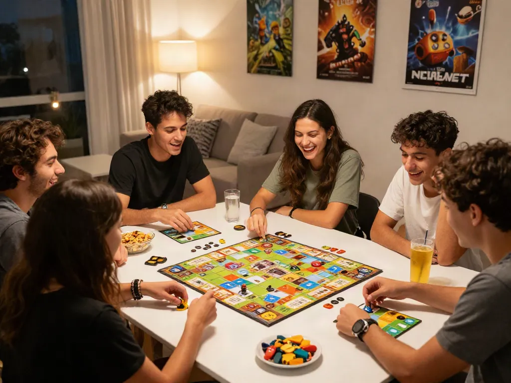 Friends enjoying an exciting gaming night together with diverse games at kilat404.