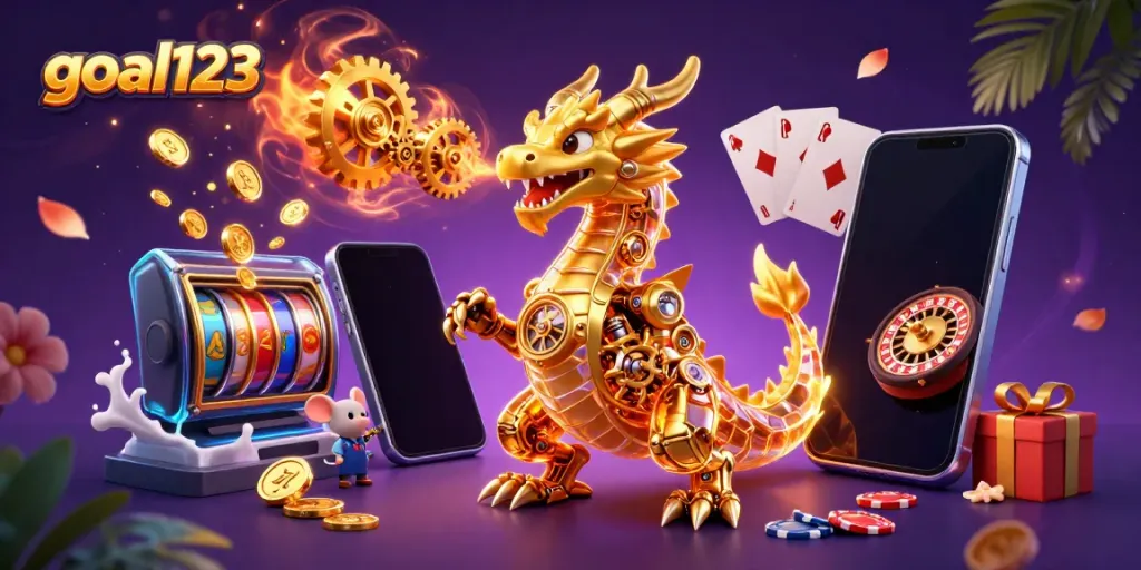 Experience exhilarating gameplay with goal123 featuring a golden dragon and dynamic casino elements.