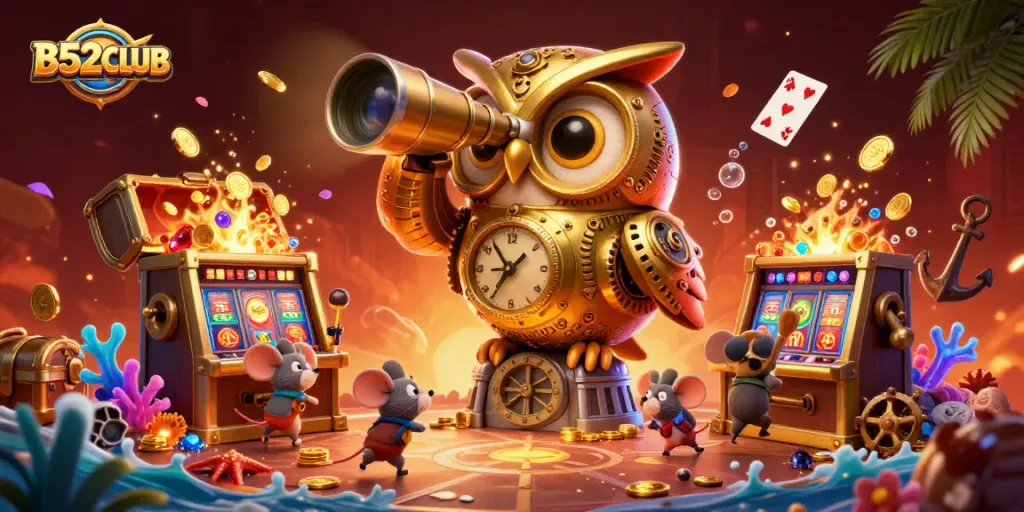 B52CLUB brings excitement to gamers with a vibrant casino scene filled with lively characters and dynamic gaming elements.