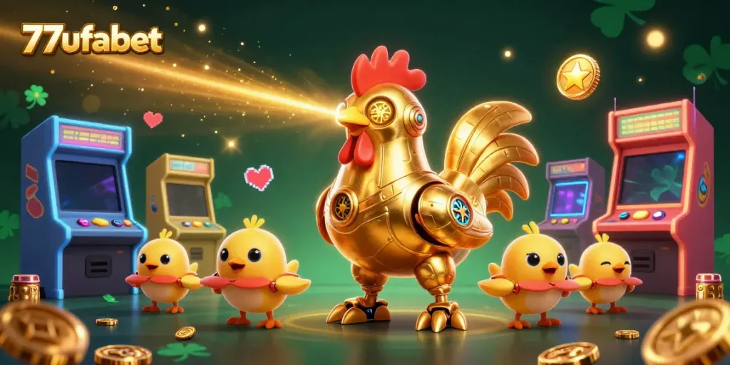 Engage with thrilling gaming at 77ufabet featuring vibrant characters and casino elements.