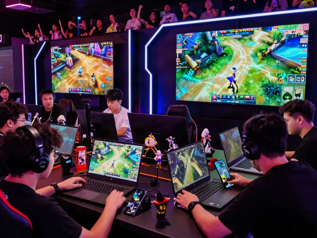 Action-packed online gaming scene showcasing garuda404 platform with enthusiastic players engaged.