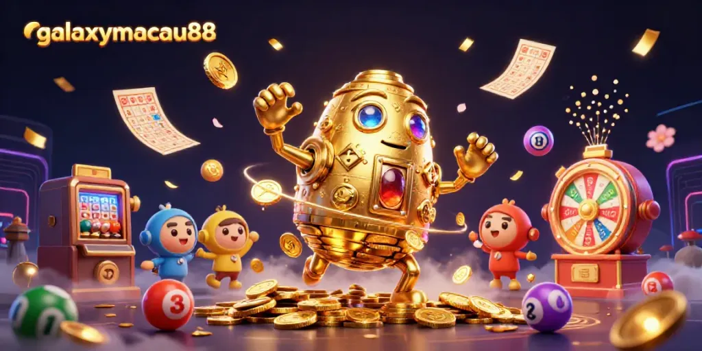 Join the excitement with galaxymacau88 as a golden golem leads the vibrant casino experience.