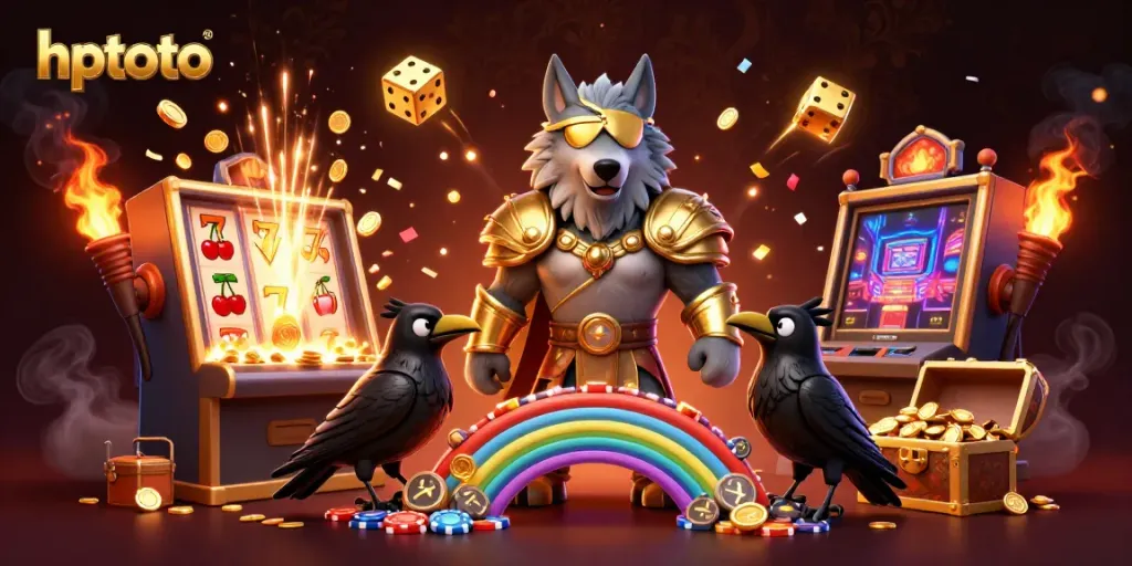 Join the excitement of hptoto with a vibrant scene of Norse-inspired characters and casino elements.