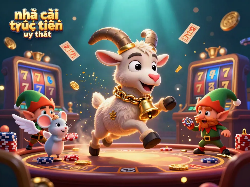 Experience the excitement of a nhà cái trực tuyến uy tín with lively casino characters amidst dynamic gameplay elements.
