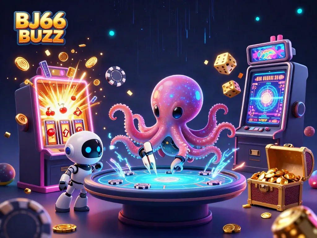 Experience thrilling gameplay with BJ66 BUZZ featuring vibrant 3D casino elements and characters.