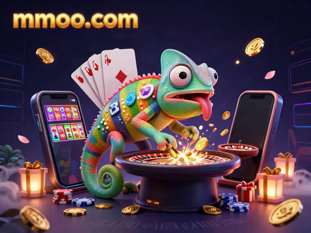 Experience the vibrant energy of mmoo-com casino with a playful chameleon and dynamic games.