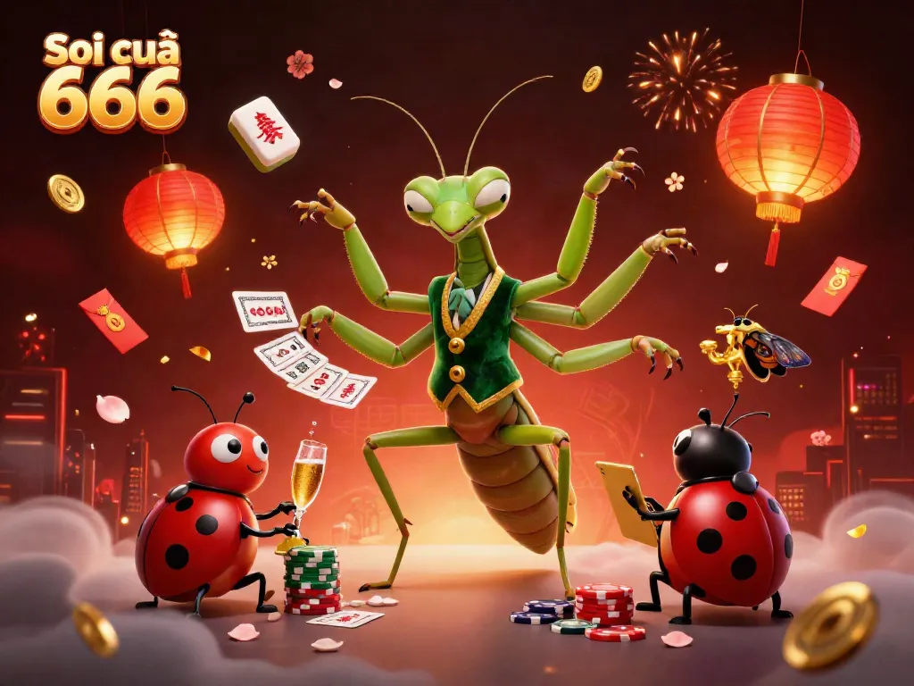 Experience the excitement of Soi cầu 666 with a dynamic, engaging casino scene featuring vibrant characters and gambling elements.