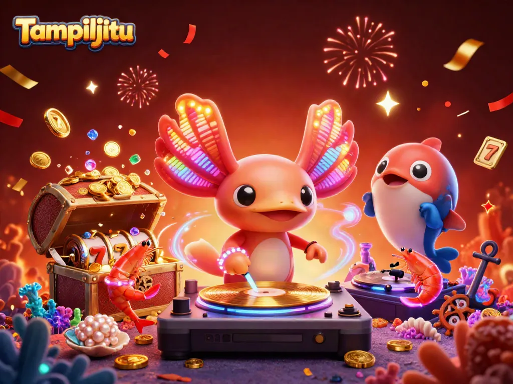 Experience excitement with Tampiljitu’s vibrant casino scene, featuring fun gaming characters and engaging slot elements.