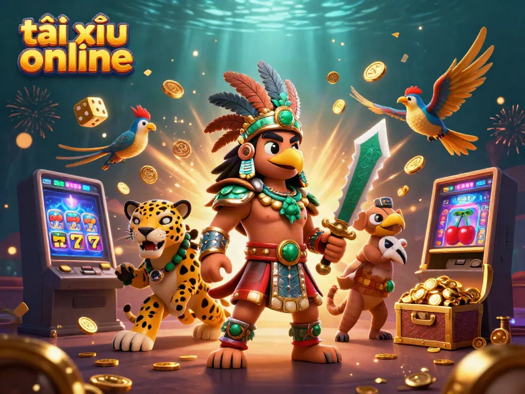 Experience the excitement of tài xỉu online with vibrant characters and casino elements bursting with energy.
